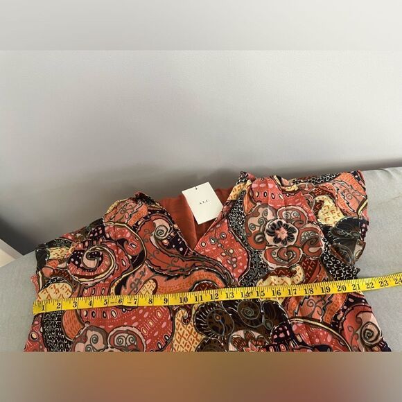 A.L.C. graphic-print ruffle sleeves blouse NWT Size S - Picture 7 of 12